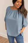 Blue Breeze Elegance Off the Shoulder Top