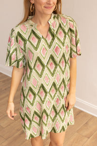 Geometric Grove Green Dress