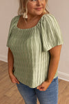 Lustrous Elegance Green Silk Top