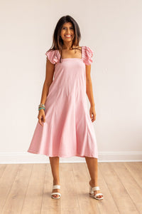 The Stella Pink Linen Versi Dress