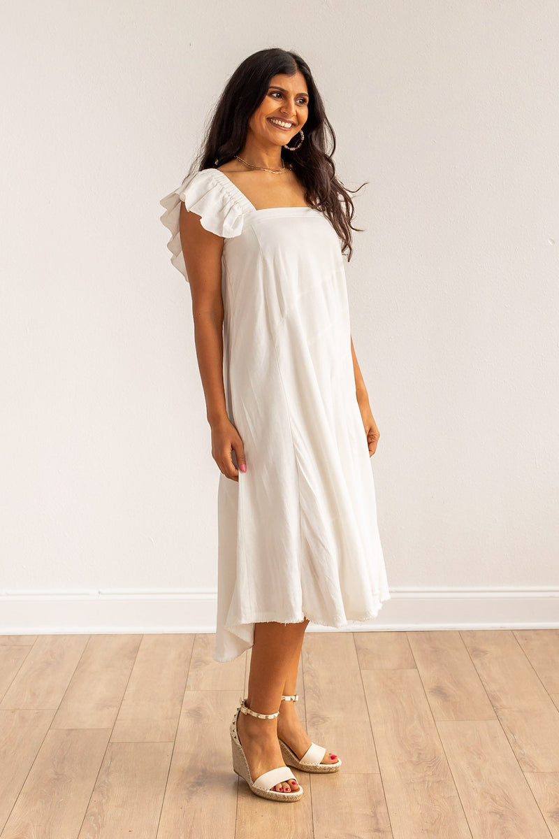 The Stella White Linen Versi Dress