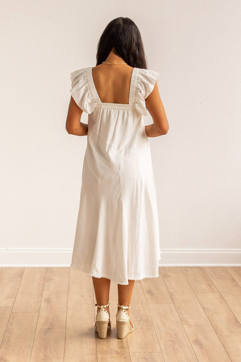 The Stella White Linen Versi Dress