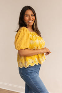 Sunflower Breeze Eyelet Blouse