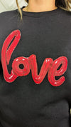 LOVE on Black French Terry Sweatshirt With Ribbed Knit