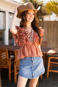 Desert Rose Ruffled Blouse