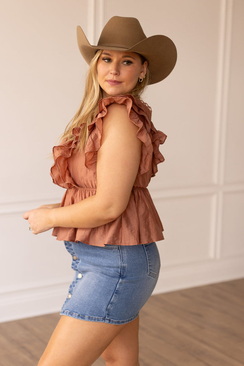 Desert Rose Ruffled Blouse