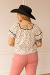 Eyelet Peasant Blouse, Black and White