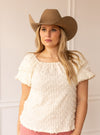 Textured Peasant Blouse, Ivory