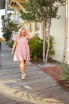 Botanical Blush Pink Floral Puff Dress