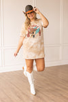 'Country Fest' on Beige Tie Dye T-Shirt Dress