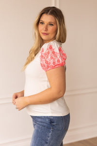 Prairie Rose Eyelet Sleeve Top