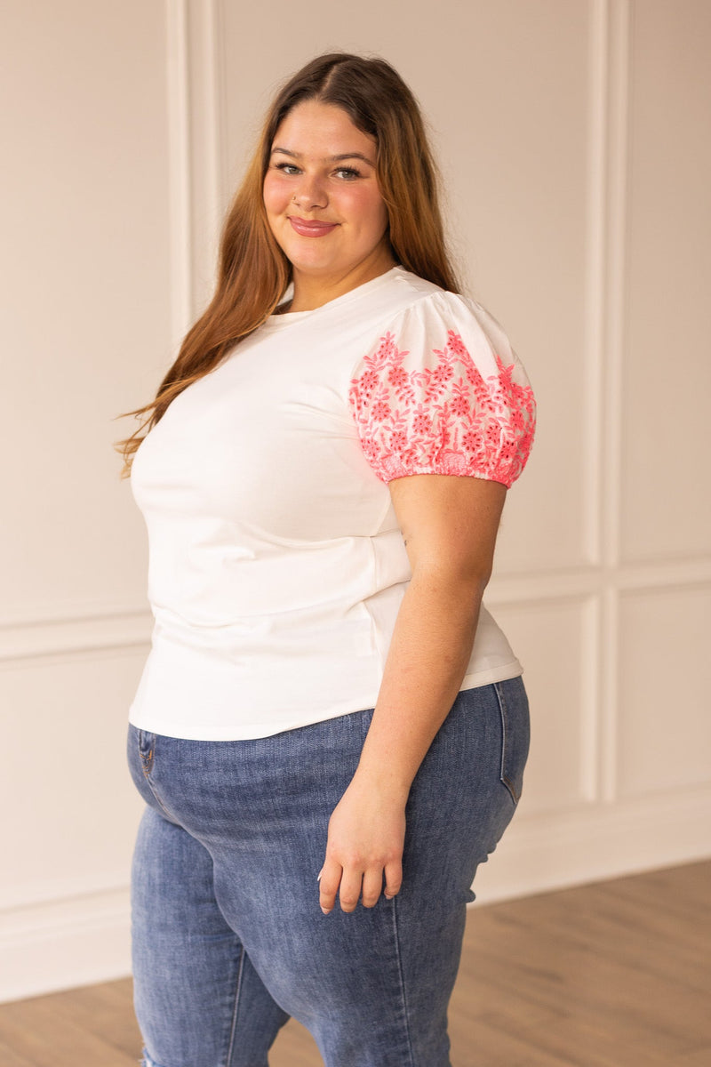 Prairie Rose Eyelet Sleeve Top