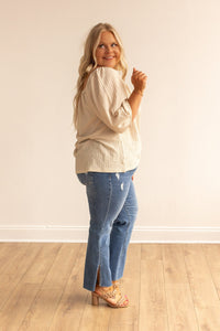 Beige Breeze Elegance Off the Shoulder Top