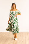 Elizabeth Midi Dress, Green & Ivory