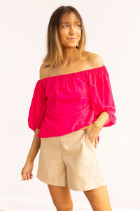 Azalea Off-Shoulder Top, Pink