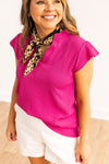 The Nicole Lyric V-Neck Cap Sleeve Top, Pink