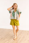 Rosemary Square Neck Boho Top, Green