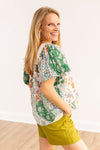 Rosemary Square Neck Boho Top, Green