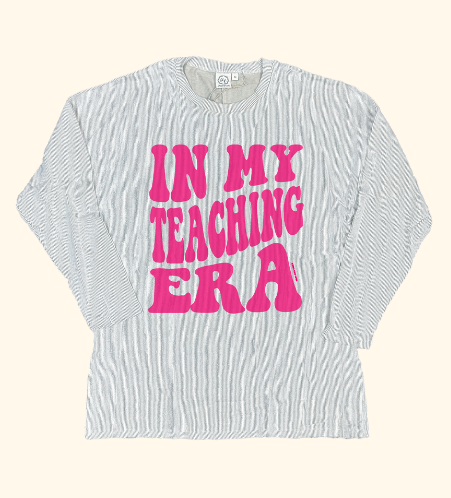 In My Teacher Era on Beige Ribbed Long-sleeve Top