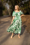 Elizabeth Midi Dress, Green & Ivory