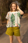 Rosemary Square Neck Boho Top, Green