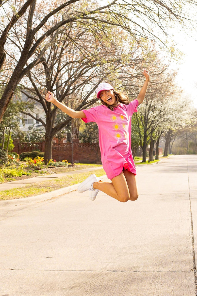 Shine On Girl T-Shirt Dress, Pink