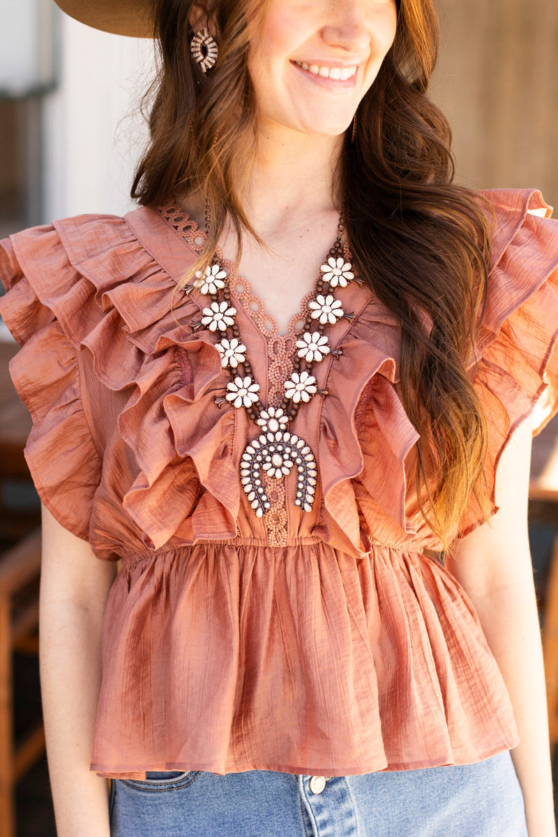 Desert Rose Ruffled Blouse