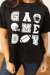 'Game Day' on Black Side Slit Crop Tee