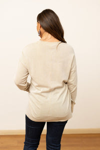 'Hooray Sports' on Beige Ribbed Long-Sleeve Tee