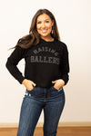 'Raising Ballers' on Black Cropped Sweatshirt