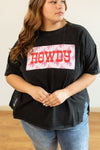 Howdy on Black Split Hem Top