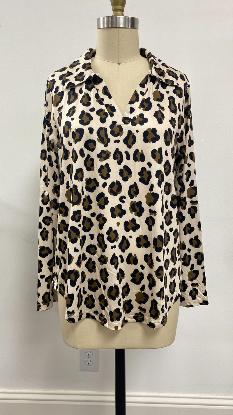 Gemma V-Neck Top, Leopard