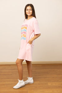 See You Later Alligator on Pink Wash Tee Shirt Dress With Pockets