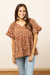 Brown Floral Blouse