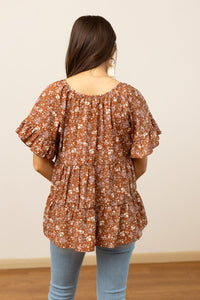 Brown Floral Blouse