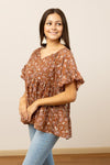 Brown Floral Blouse