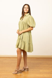 Sage Button-Up Dress