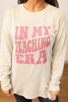 In My Teacher Era on Beige Ribbed Long-sleeve Top