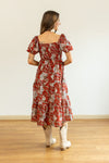 Elizabeth Midi Dress, Rust and Floral