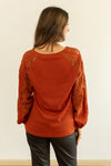 Rust Waffle Knit Top