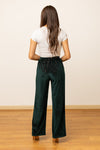 Velvet Straight-Leg Pants, Green