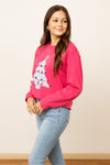 Hot Pink Sequins Christmas Tree Sweatshirt