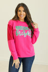 Merry & Bright on Hot Pink Sweatshirt