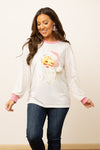 Santa Claus White Sweatshirt with Sequin Sleeves