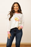 Santa Claus White Sweatshirt with Sequin Sleeves