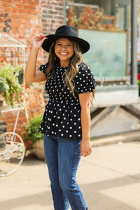 Polka Dot Smocked Blouse