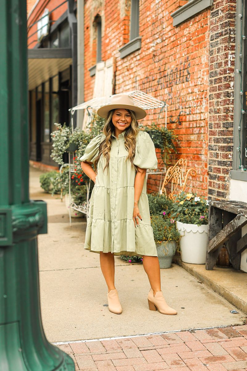 Sage Button-Up Dress