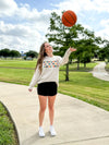 'Hooray Sports' on Beige Ribbed Long-Sleeve Tee