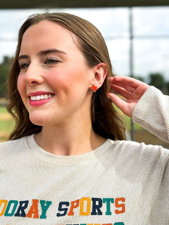 Texas On My Mind Druzy Stud Earrings, Orange