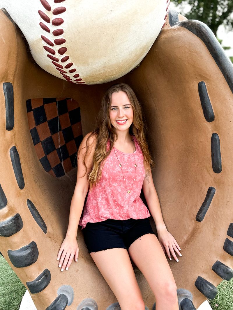 Gold Chain Baseball Charm Necklace with Pearl Beads